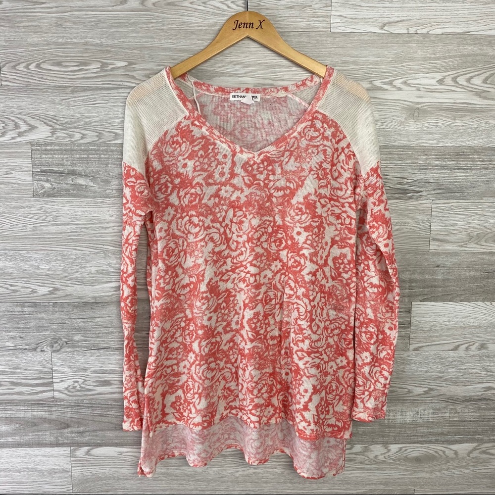 Bethany Mota Long Sleeve Pink Floral Sweater